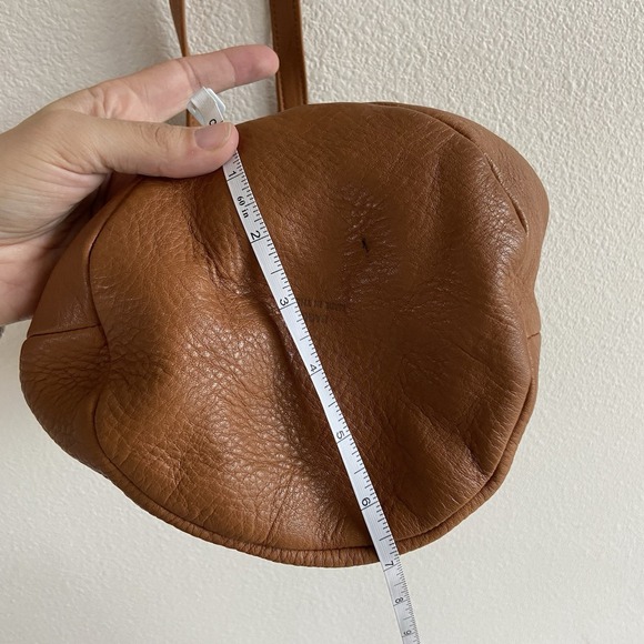 Baggu Natural Milled USA Leather Bucket Drawstring Crossbody Bag Brown - Picture 9 of 9